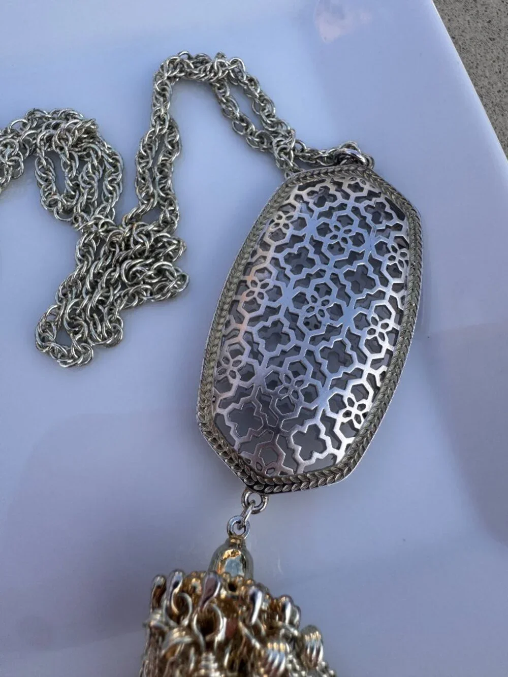 Luxe Lattice! Kendra Scott Retired Rayne Tassel Necklace